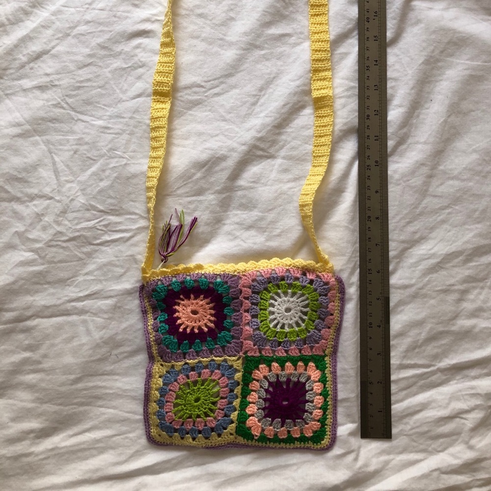 handmade crochet small purse colorful with zipper